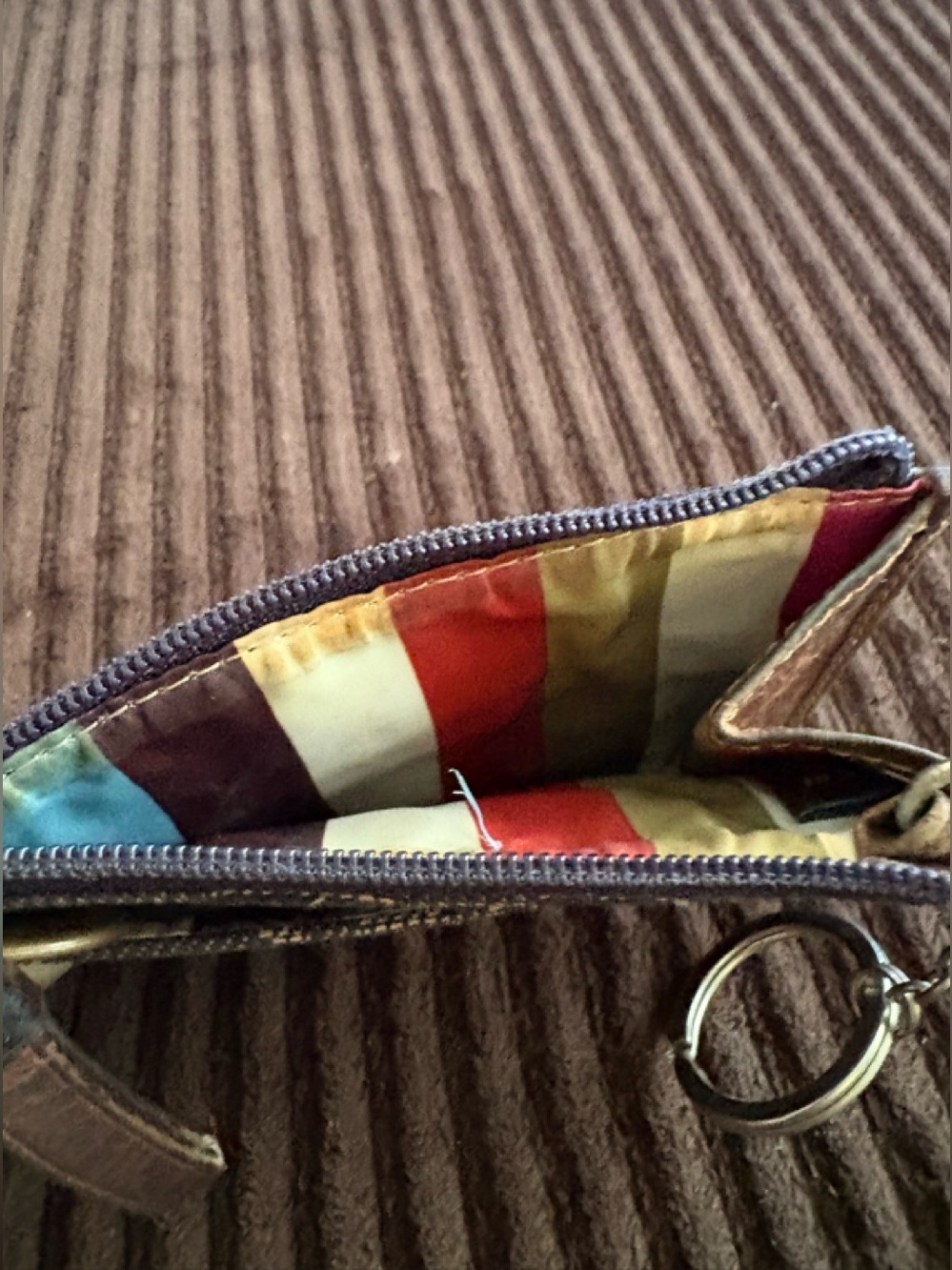 Coach Signature Canvas Keychain Coin Purse Navy & Tan - Picture 7 of 7